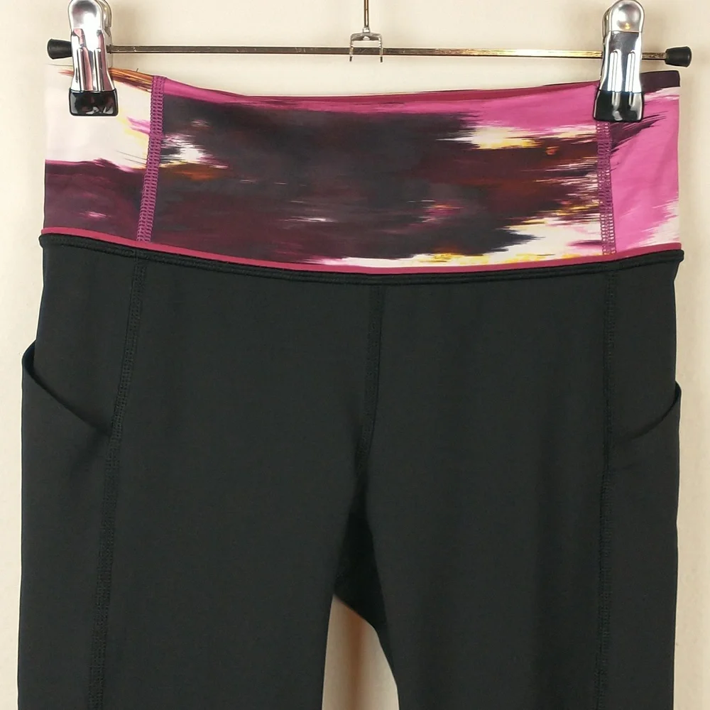 Lululemon Pace Rival Crop Leggings 2 Mesh Luxtreme Black Pigment Wind Berry